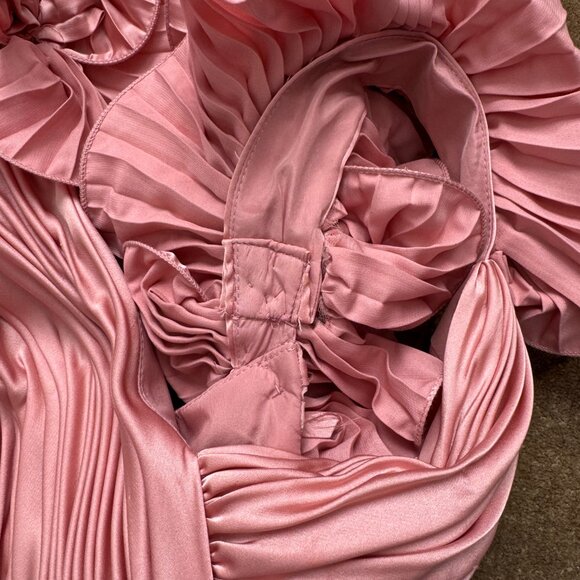 Mac Duggal Satin Fit and Flare Gown with Sweetheart Neckline Ruffle Cap Sleeves - Picture 9 of 10